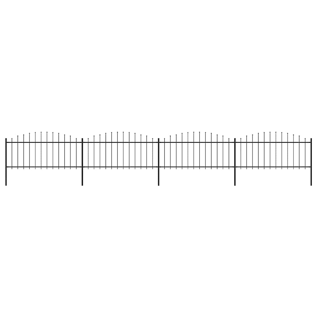 vidaXL Gartenzaun mit Speerspitzen Stahl (0,5 - 0,75) x 6,8 m Schwarz