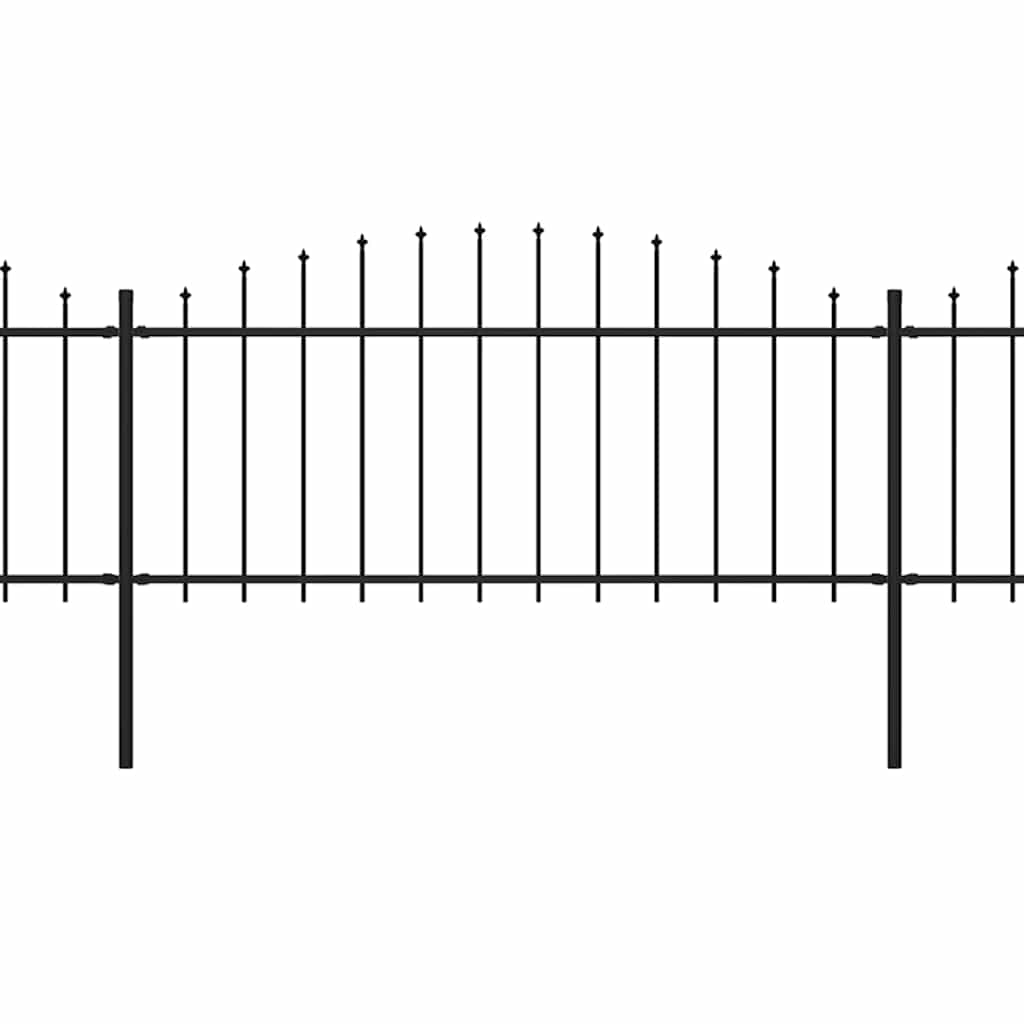 vidaXL Tuinhek met speren bovenkant (0,5-0,75)x6,8 m staal zwart