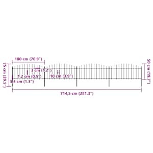 Zahradní plot s kopím nahoře ocelový 714,5 x 75 cm černý - obrázek 5