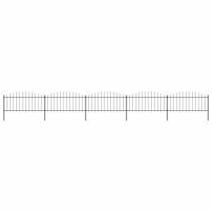 Vrtna ograja s suličastim vrhom jeklo 892,5 x 75 cm črna