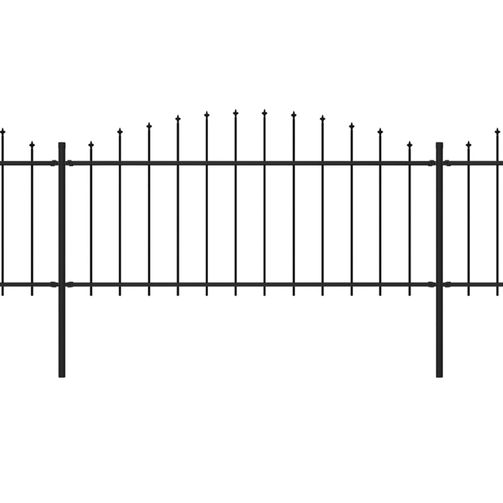 vidaXL Zahradní plot s hroty ocel (0,5–0,75) x 8,5 m černý