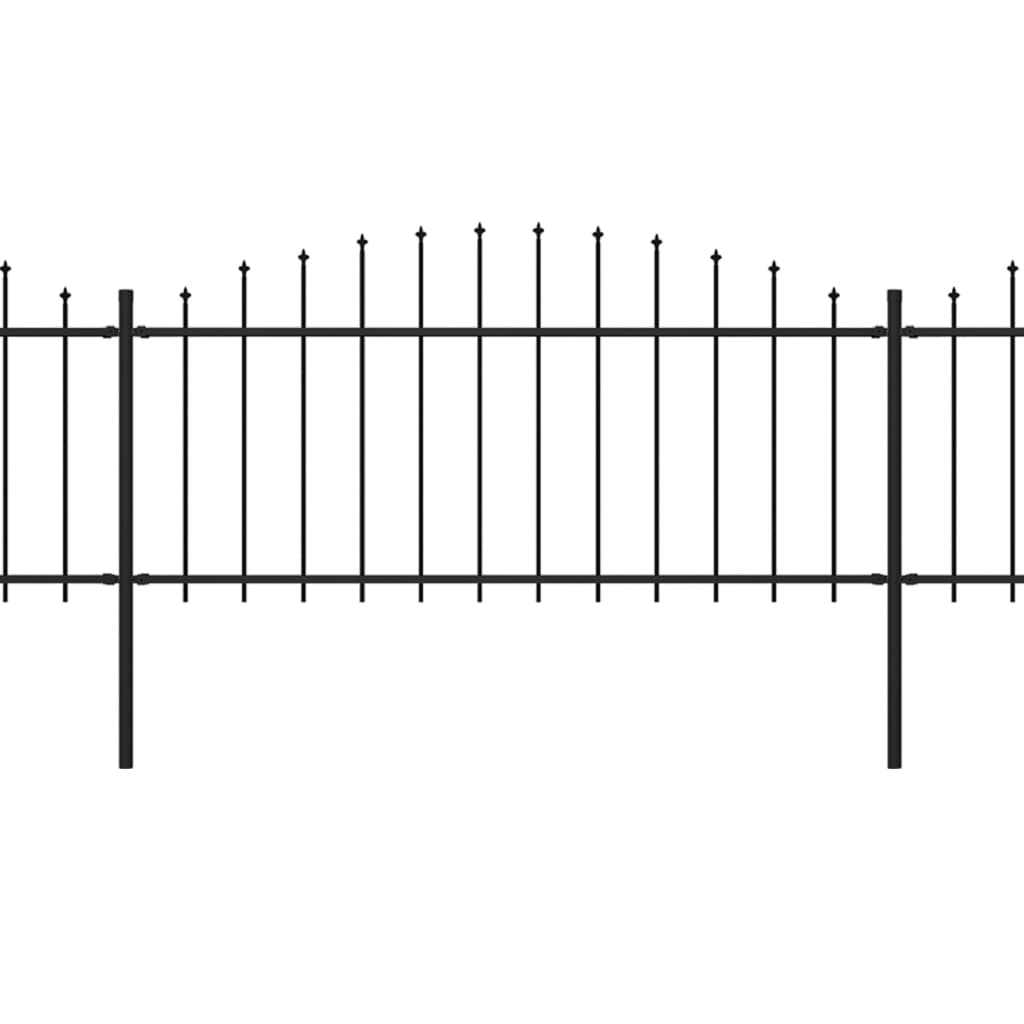 vidaXL Tuinhek met speren bovenkant (0,5-0,75)x8,5 m staal zwart afbeelding