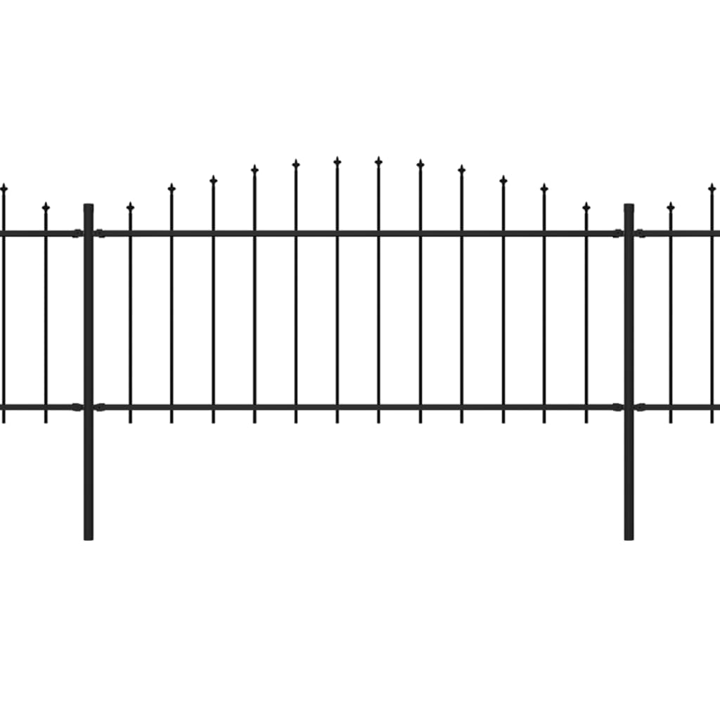 vidaXL Κάγκελα Περίφραξης με Λόγχες Μαύρα (0,5-0,75)x10,2 μ. Ατσάλινα