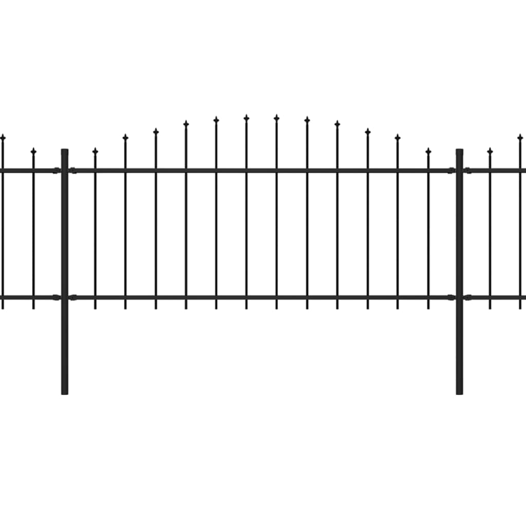 vidaXL Garden Fence with Spear Top Steel (0.5-0.75)x11.9 m Black