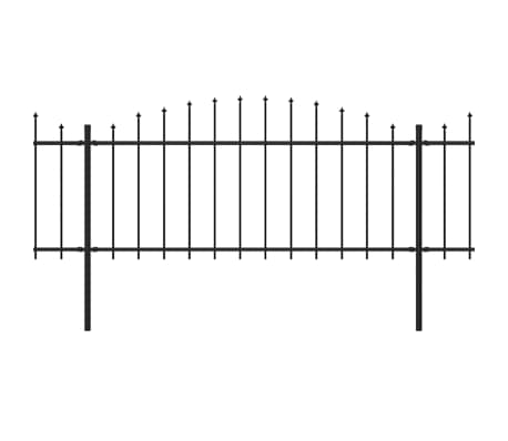 vidaXL Gartenzaun mit Speerspitzen Stahl (0,5 - 0,75) x 11,9 m Schwarz