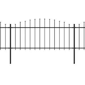 Zahradní plot s hroty ocel (0,5–0,75) x 11,9 m černý - obrázek 2