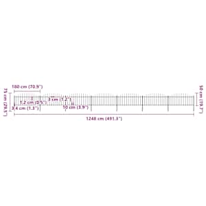 Zahradní plot s hroty ocel (0,5–0,75) x 11,9 m černý - obrázek 5
