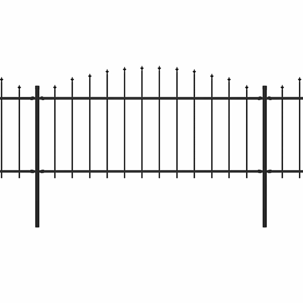 

vidaXL Tuinhek met speren bovenkant (0,5-0,75)x13,6 m staal zwart