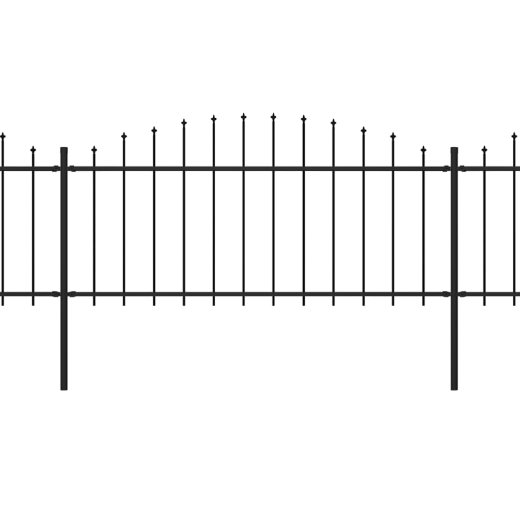 vidaXL Tuinhek met speren bovenkant (0,5-0,75)x13,6 m staal zwart afbeelding