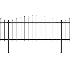 Zahradní plot s kopím nahoře ocelový 1426 x 75 cm černý - obrázek 2