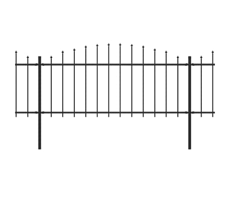 vidaXL Garden Fence with Spear Top Steel (0.5-0.75)x15.3 m Black