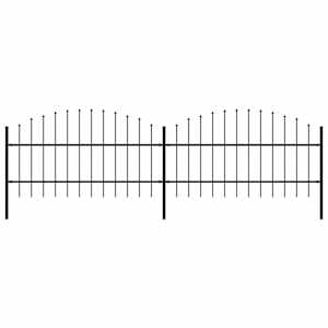 Zahradní plot s kopím nahoře ocelový 359 x 100 cm černý - obrázek 1
