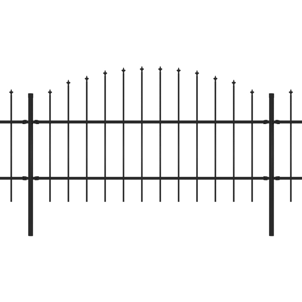 

vidaXL Tuinhek met speren bovenkant (0,75-1)x3,4 m staal zwart