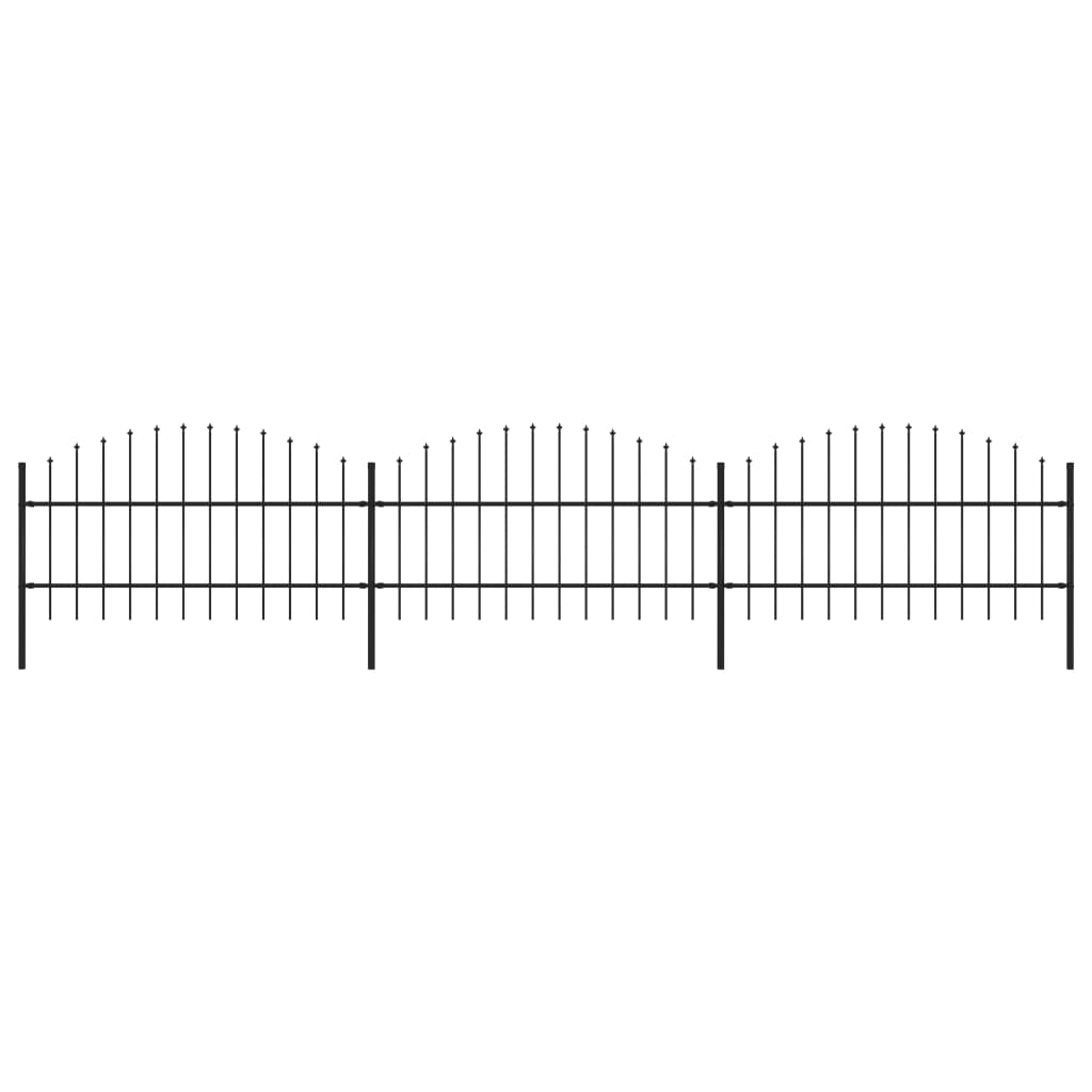 vidaXL Gartenzaun mit Speerspitzen Stahl (0,75 - 1) x 5,1 m Schwarz