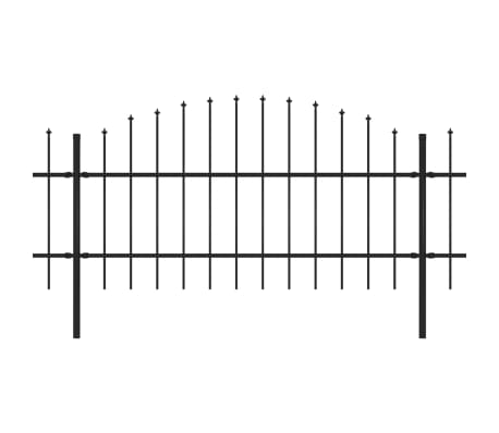 vidaXL Clôture de jardin à dessus en lance Acier (0,75-1)x8,5 m Noir