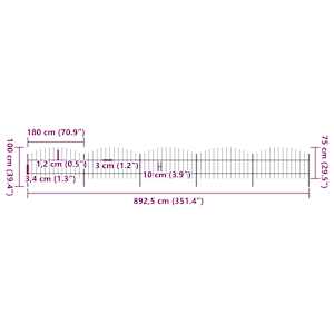 Zahradní plot s kopím nahoře ocelový 892,5 x 100 cm černý - obrázek 5