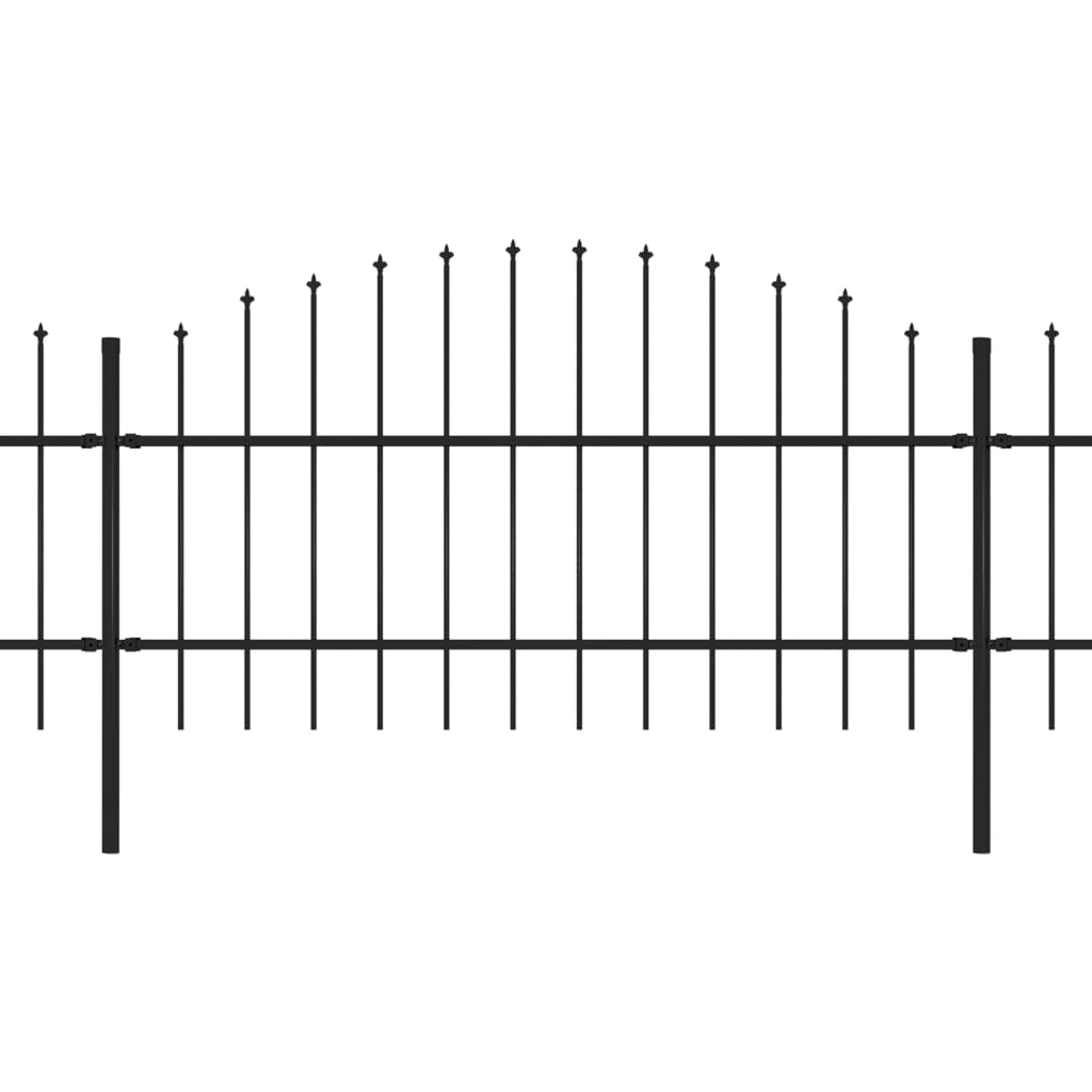 vidaXL Puutarha-aita keihäskärjillä teräs (0,75-1)x10,2 m musta
