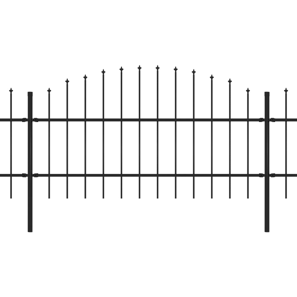 vidaXL Vrtna ograja s koničastimi vrhovi jeklo (0,75-1)x11,9 m črna