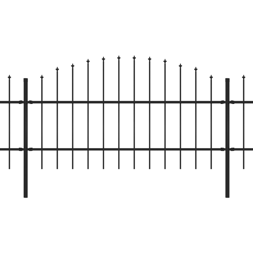 vidaXL Tuinhek met speren bovenkant (0,75-1)x11,9 m staal zwart afbeelding