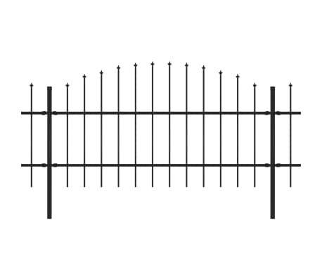 vidaXL Градинска ограда с пики, стомана, (0,75-1)x11,9 м, черна