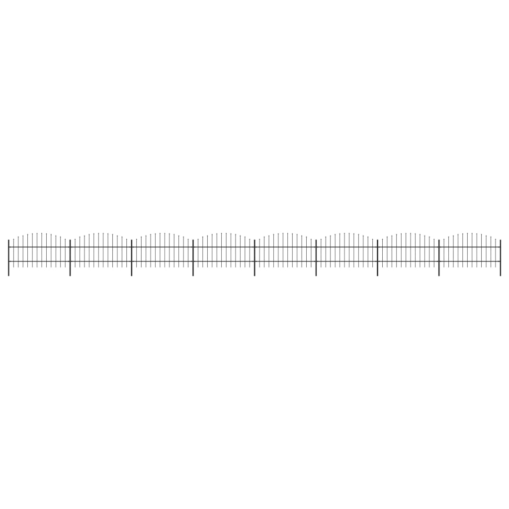 vidaXL Gartenzaun mit Speerspitzen Stahl (0,75 - 1) x 13,6 m Schwarz