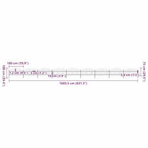 Zahradní plot s kopím nahoře ocelový 1603,5 x 100 cm černý - obrázek 5