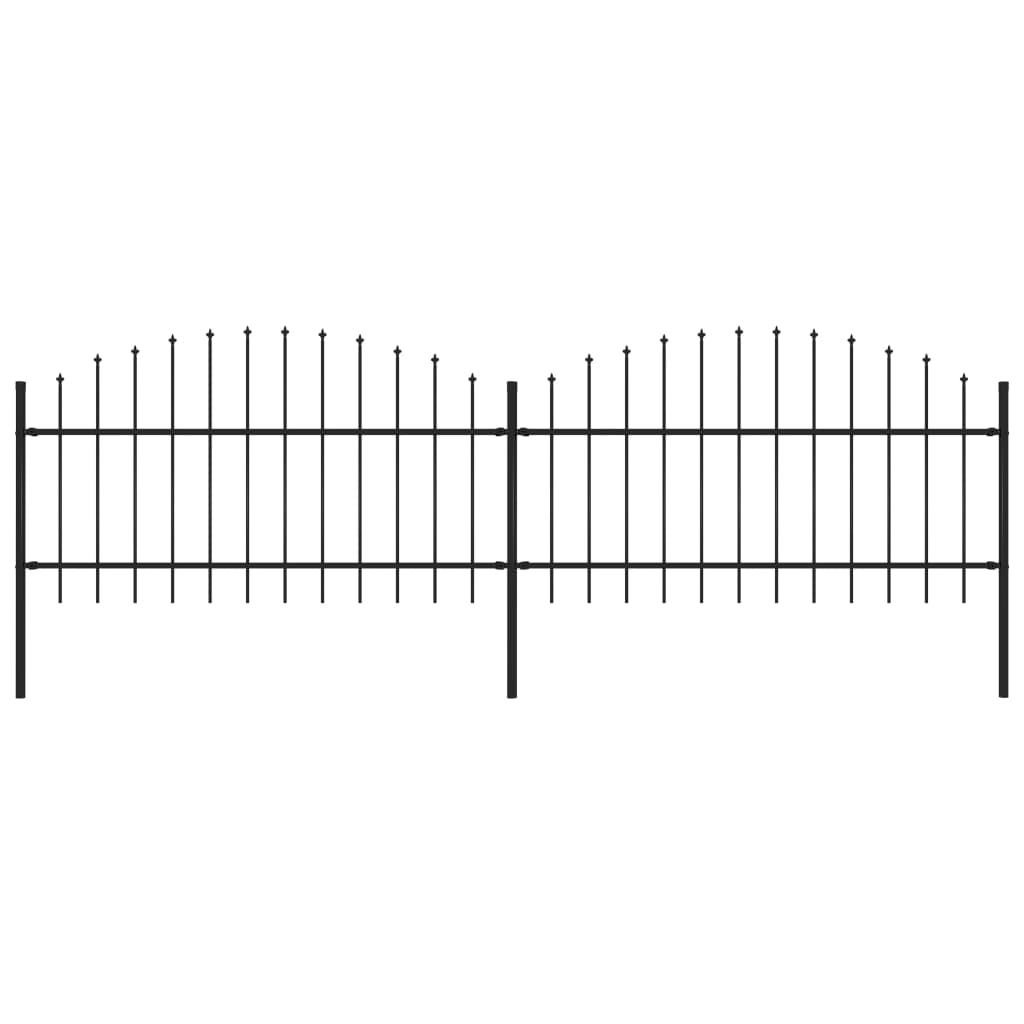 vidaXL havehegn med spydtop (1-1,25) x 3,4 m sort stål