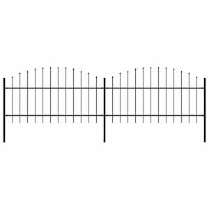 Zahradní plot s kopím nahoře ocelový 359 x 125 cm černý - obrázek 1