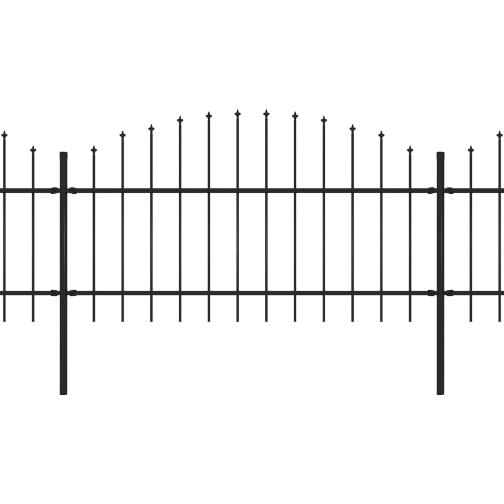 vidaXL Valla de jardín con puntas de lanza acero negro (1-1,25)x3,4 m