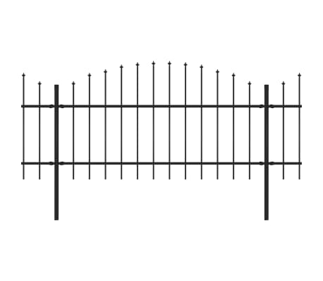 vidaXL havehegn med spydtop (1-1,25) x 3,4 m sort stål