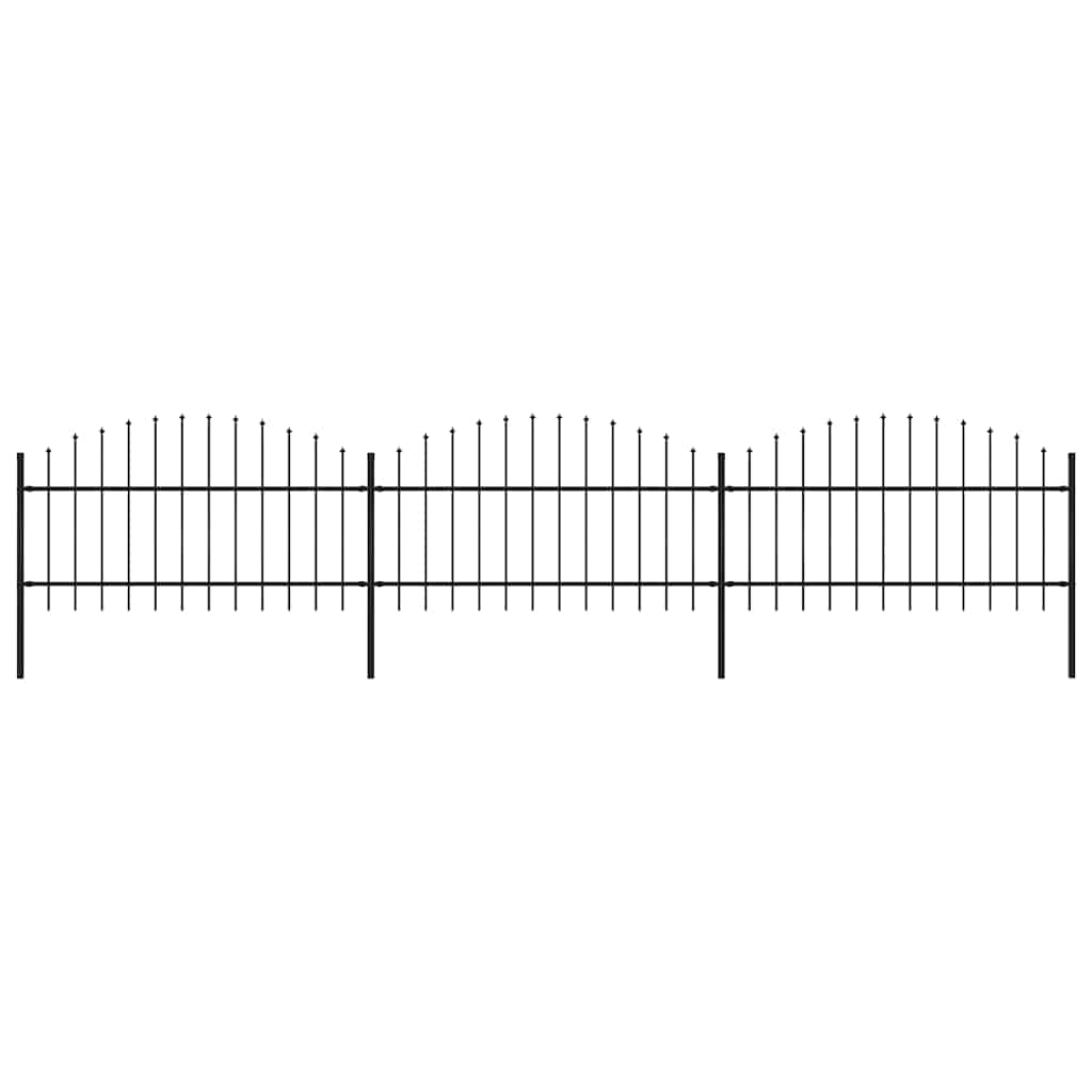vidaXL Gartenzaun mit Speerspitzen Stahl (1 - 1,25) x 5,1 m Schwarz
