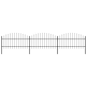 Zahradní plot s kopím nahoře ocelový 537 x 125 cm černý - obrázek 1