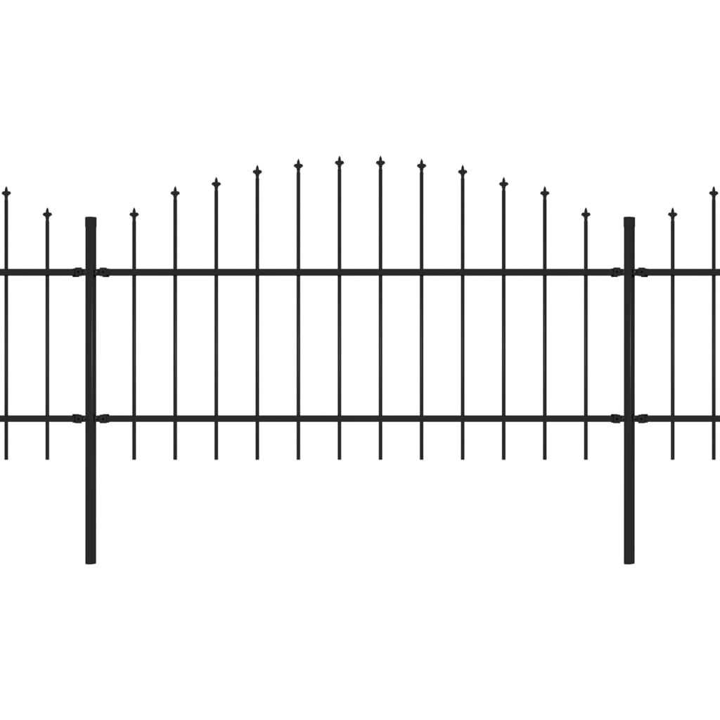 vidaXL Градинска ограда с пики, стомана, (1-1,25)x5,1 м, черна