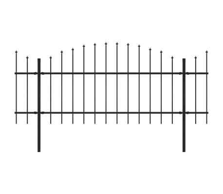vidaXL fekete lándzsahegy tetejű acélkerítés (1-1,25) x 5,1 m