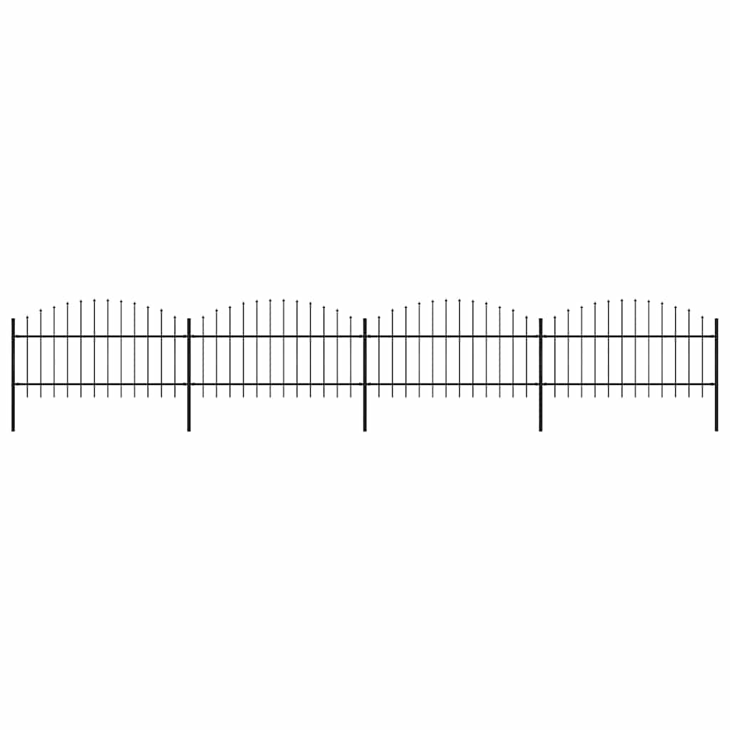 vidaXL Zahradní plot s kopím nahoře ocelový 714,5 x 125 cm černý