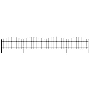 Zahradní plot s kopím nahoře ocelový 714,5 x 125 cm černý - obrázek 1