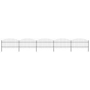 Zahradní plot s kopím nahoře ocelový 892,5 x 125 cm černý - obrázek 1