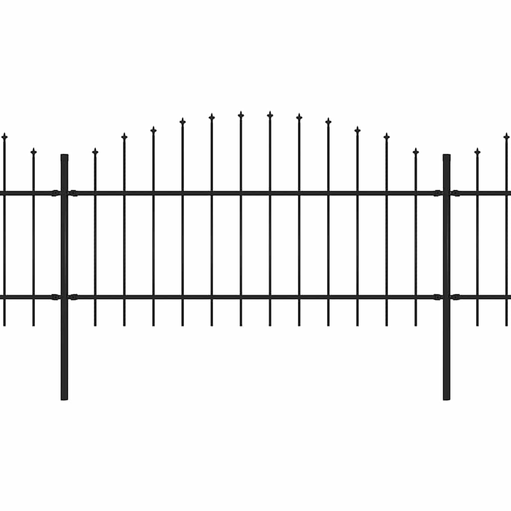 

vidaXL Tuinhek met speren bovenkant (1-1,25)x10,2 m staal zwart