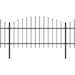 Zahradní plot s kopím nahoře ocelový 1070 x 125 cm černý - obrázek 2