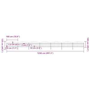 Zahradní plot s kopím nahoře ocelový 1248 x 125 cm černý - obrázek 5