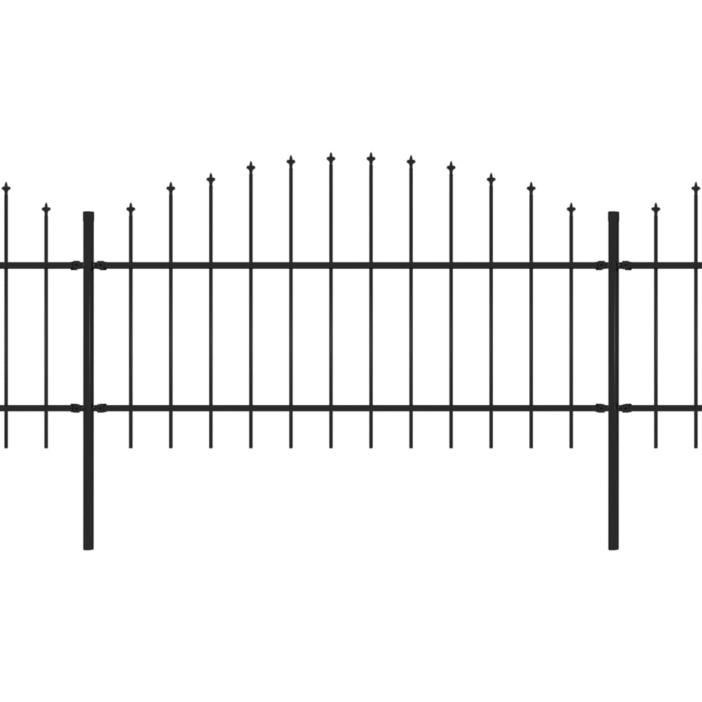 vidaXL Градинска ограда с пики, стомана, (1-1,25)x13,6 м, черна