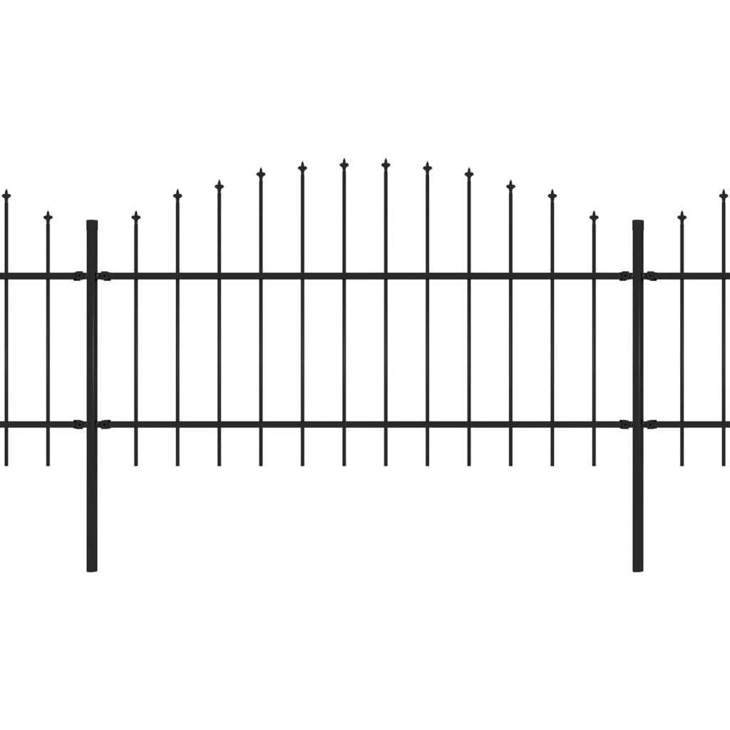 

vidaXL Tuinhek met speren bovenkant (1-1,25)x13,6 m staal zwart