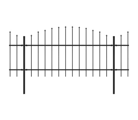 vidaXL Valla de jardín con puntas de lanza acero negro (1-1,25)x13,6 m
