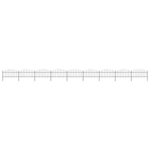 Zahradní plot s kopím nahoře ocelový 1603,5 x 125 cm černý - obrázek 1
