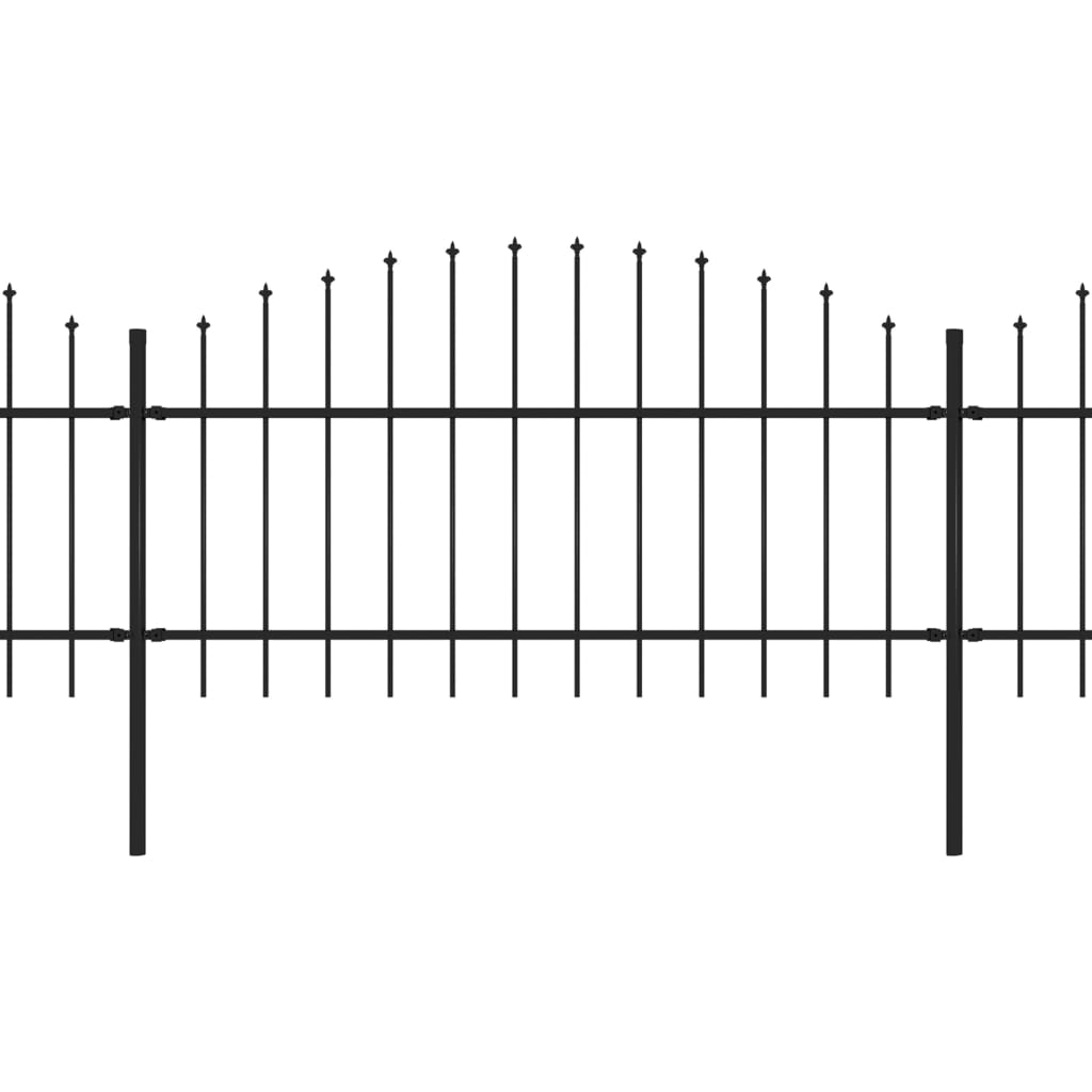 vidaXL Tuinhek met speren bovenkant (1-1,25)x15,3 m staal zwart afbeelding