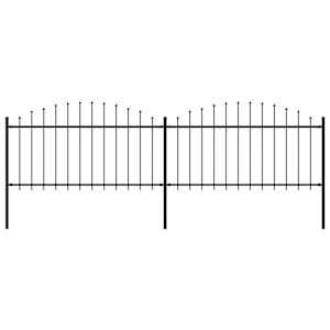 Zahradní plot s kopím nahoře ocelový 359 x 150 cm černý - obrázek 1