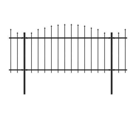 vidaXL Hagegjerde med spydtopp stål (1,25-1,5)x3,4 m svart