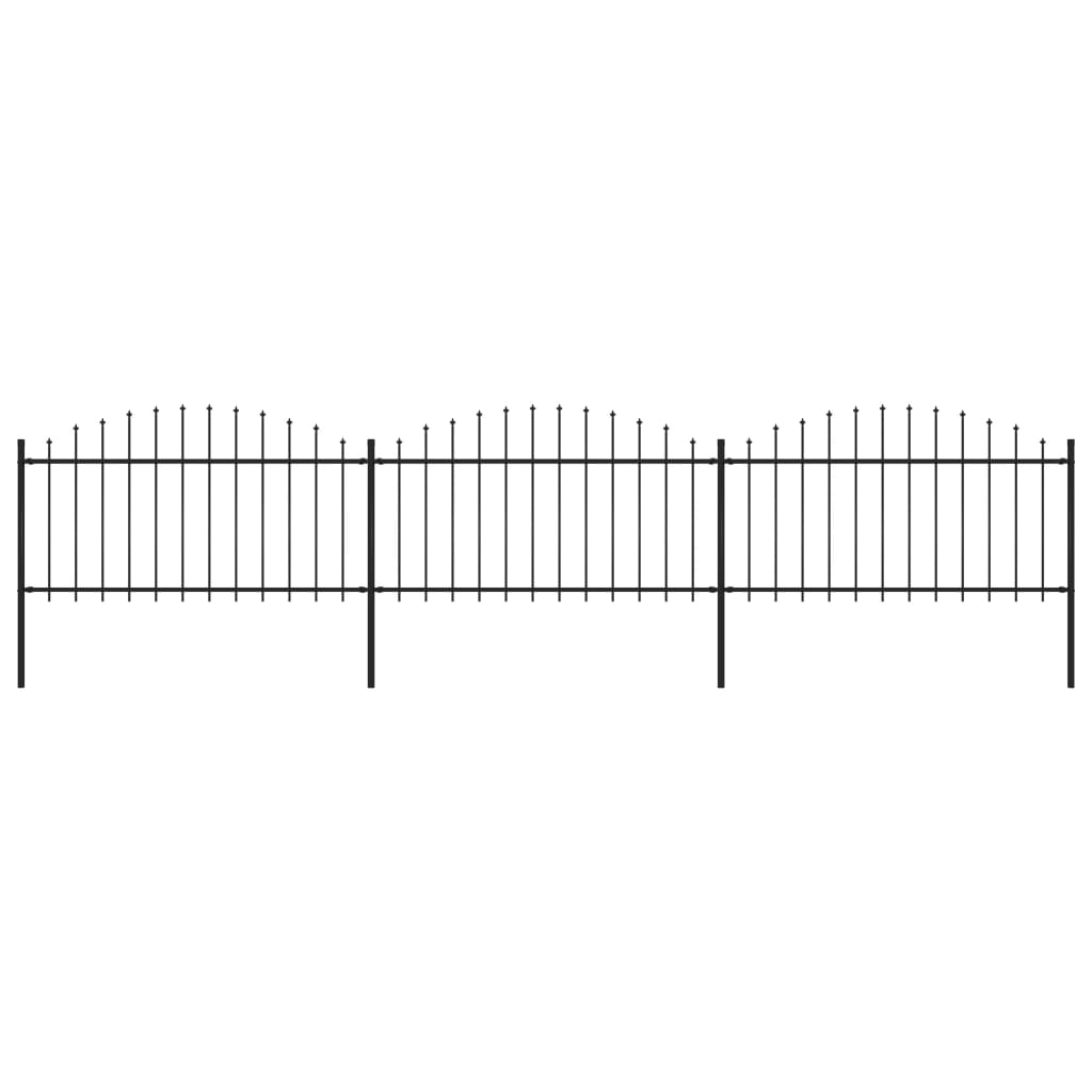 vidaXL Zahradní plot s hroty ocel (1,25–1,5) x 5,1 m černý