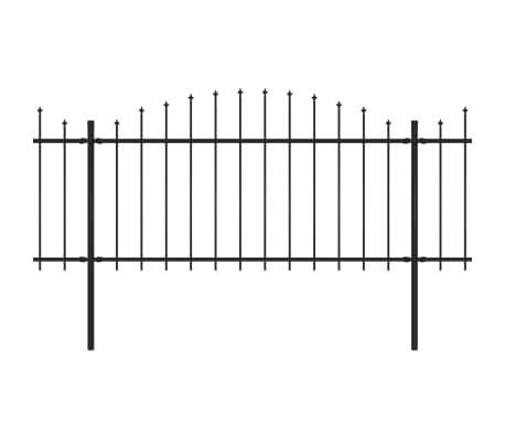 vidaXL Градинска ограда с пики, стомана, (1,25-1,5)x5,1 м, черна