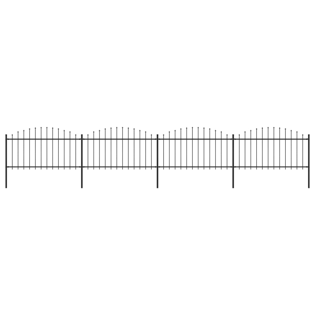 vidaXL Zahradní plot s hroty ocel (1,25–1,5) x 6,8 m černý